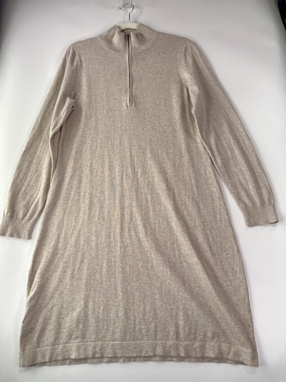 Tommy Bahama Pickford Half Zip Sweater Dress Cotton Blend Beige Large - Picture 2 of 9